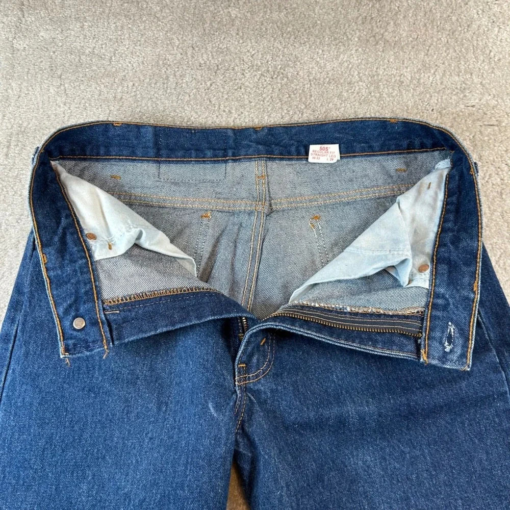Vintage 90s Levi's 505 Jeans Mens 33x29 Dark Wash Orange Tab Fits 31x26 Straight